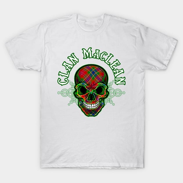 Scottish Clan MacLean Tartan Celtic Skull T-Shirt by Celtic Folk